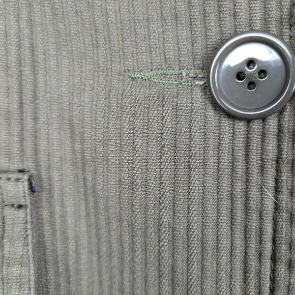 Aziz Womens Olive Cotton Embroidered‎ Flap Pockets One Button Blazer Jacket Sz L - Picture 6 of 12